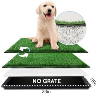 HQ4US Dog Grass Pad with Tray, Odor Free Grass Pee Pad for Dog Litter Box by HQ4US4LEGS