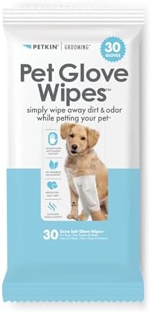 PETKIN PET Glove Wipes Dog and CAT Grooming Wipes, 30 Count by Petkin