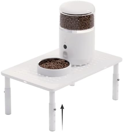W‌SOWX Adjustable Automatic Cat Feeder Stand, Elevated Cat Food Stand,White by Unknown