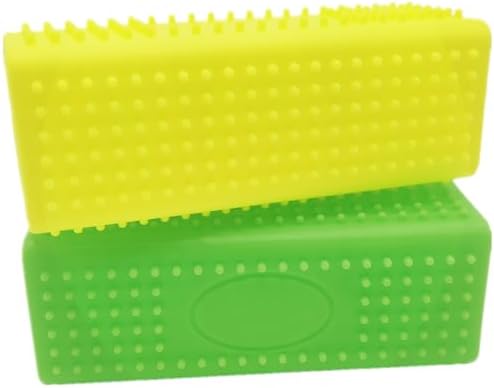 2 Pieces Pet Dog Cat Hair Remover, Block Roller Cleaner, Hollow Silicone Cleaner Brush for Sofa, Car Interiors, Furnishings, Carpets, Bedding or Any Fabric (Yellow, Green) by Unknown