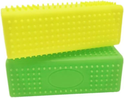2 Pieces Pet Dog Cat Hair Remover, Block Roller Cleaner, Hollow Silicone Cleaner Brush for Sofa, Car Interiors, Furnishings, Carpets, Bedding or Any Fabric (Yellow, Green) by Unknown