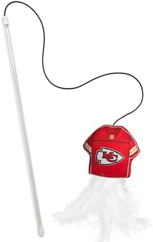 Pets First NFL Kansas City Chiefs Team Jersey Wand with CAT NIP, Cat Toy Jersey Shaped Plush Teaser Toy for Cats & Kittens - Interactive Pet Toy for Play & Exercise by PETSFIRST