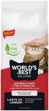 World's Best Cat Litter Multiple Cat, Unscented, Odor Control, 32 lb Bag by WorldsBestCatLitter