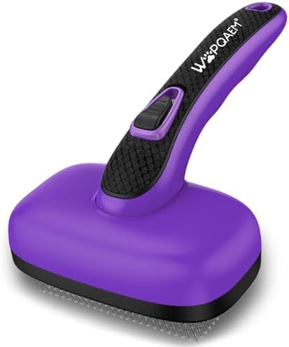 Self Cleaning Slicker Brush for Dog and Cat Shedding, Purple by WOPQAEM%C2%AE