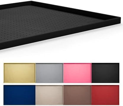 Hubulk Dog Feeding Mat,100% Waterproof Food Grade Silicone Pet Food and Water Bowl Placemat,Dishwasher, High Raised Edge to Prevent Spills,Nonslip Tray to Stop Messes on Floor（28"x18"x0.8", Black） by Hubulk