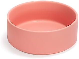 SPUNKYJUNKY 13.5OZ Ceramic Dog and Cat Bowl, Modern Cute Weighted Food Water Bowl for Replacement Pink (1 Pack) by SPUNKYJUNKY