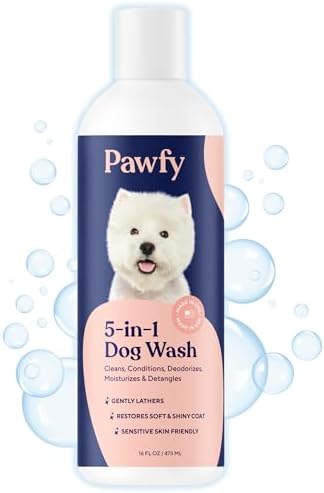 Pawfy 5 in 1 Dog Shampoo and Conditioner for Itchy Skin (Oatmeal & Aloe) by Pawfy