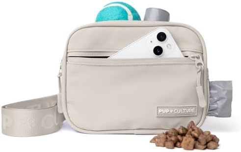 Pup Culture Dog Treat Pouch with Poop Bag Dispenser and Removable Treat Pouch | Cross Body Dog Walking Bag | The Perfect Puppy Training Tool and Even Better Gift by PupCulture