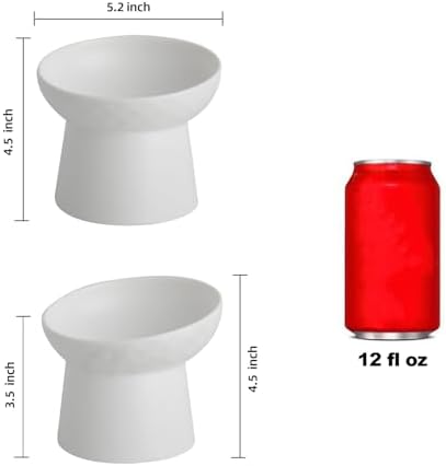 Elevated Cat Bowls, 15° Tilted Ceramic Raised Cat Food and Water Bowl Set, Whisker-Friendly Porcelain Pet Feeder Dishes for Indoor Cats and Small Dogs,White,5.2 Inch,4 Pack - Image 2