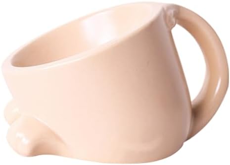 Raised Cat Bowls with Handle Tilted Cat Dish Ceramic Pet Food Water Bowl for Indoor Outdoor Kitten Small Dogs Puppy Pink by apott