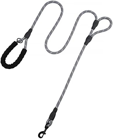 Plutus Pet Rope Dog Leash 6ft Long, Heavy Duty,Reflective Double Handle Leash for Safety Training, for Medium Large Dogs, Dual Handle Leads(Gray) by PLUTUSPET
