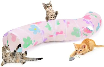 Glittme S-Shape Cat Tunnel, Foldable Cat Tunnels for Indoor Cats by Glittme