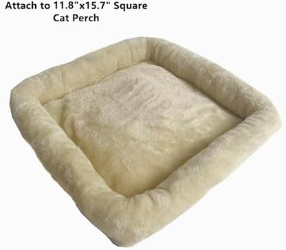 SHENGOCASE Cat Tree Tower Accessories Replacement Parts Top Cushion Bed Cover for Cat Perch with Elastic Band (11.8" x 15.7", Beige) - Image 2