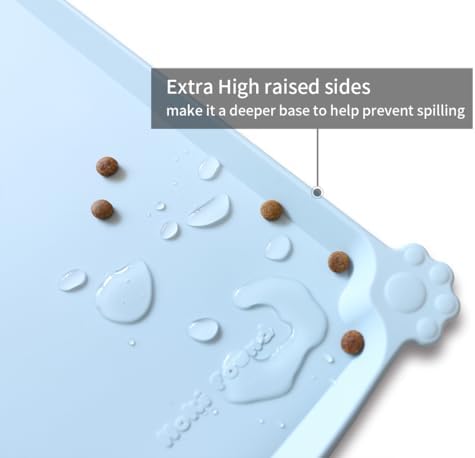 Hoki Found Silicone Pet Food Mats - Non Slip Bowl Placemats for Dogs & Cats - Waterproof, Suitable for Carpet - Frost - Image 2