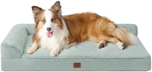 EHEYCIGA XL Dog Bed Memory Foam for Crate, Extra Large Dog Bed Orthopedic with Washable Removable Cover, Waterproof Pet Sofa Couch XLarge Size Dogs, 41x27x6.5, Greyish Green by EHEYCIGA
