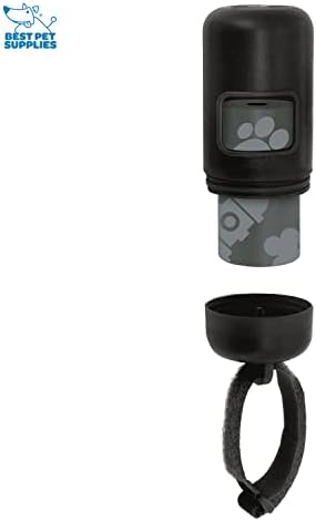 Best Pet Supplies Dog Poop Bag Holder Leash Attachment with Reusable Dispenser for Travel, Walking, Park, and Outdoor Use, Durable with Clip-On - Black, Pack of 2, Plastic Dispenser w/30 Bags - Image 2