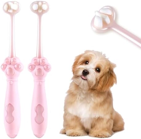2 Pcs 3-Sided Dog Toothbrush for Puppies and Small Dogs by Allforthepets