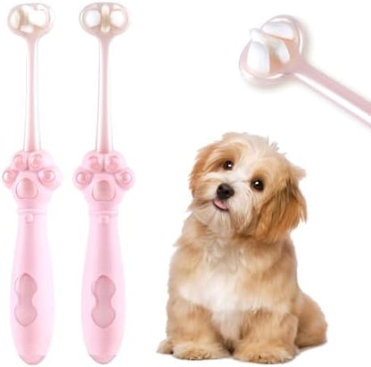 2 Pcs 3-Sided Dog Toothbrush for Puppies and Small Dogs by Allforthepets