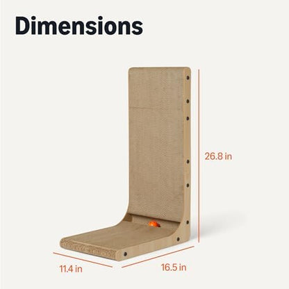 Amazon Basics Cat Scratch Post L-Shaped Cat Scratching Post Cat Scratch Pad with Interactive Ball Toy & Catnip, Cardboard Cat Wall Climber for Indoor Cats & Kittens, 16.5 x 11.4 x 26.8 in - Image 5