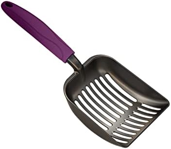WePet Cat Litter Scoop, Non-Stick Plated Aluminum Alloy Sifter, Kitty Durable Metal Scooper, Deep Shovel, Long Handle, Kitten Pooper Lifter, Size Medium, Coated Black Body with Violet Handle by WePet