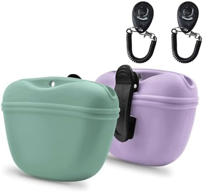 AUDWUD Silicone Dog Treat Pouch with Clicker Magnetic Closure Secure Clip by AUDWUD