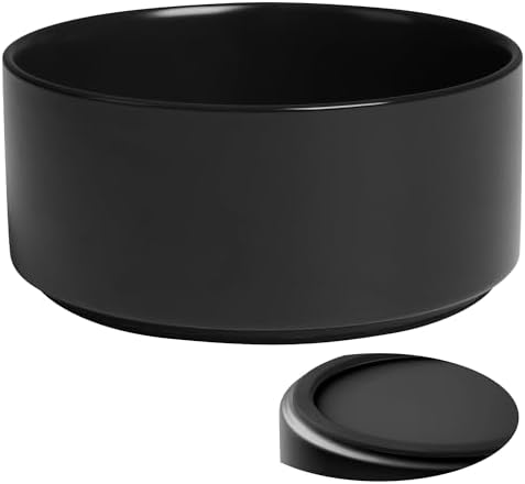 Ceramic Dog Bowls, Non Slip Dog Food and Water Bowl with Silicone Base, Heavy Pet Feeding Bowl for Small, Medium, and Big Dogs (Black, 6 Inches) by Kitwinney