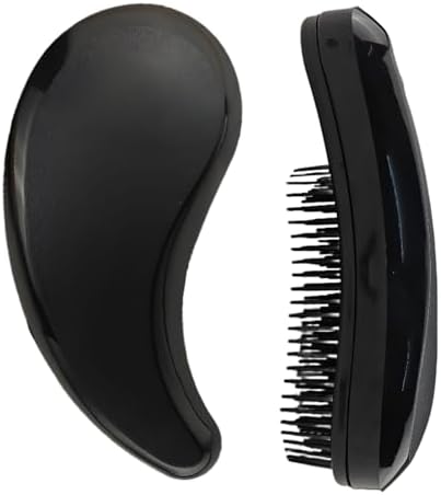Comma-Shaped Small Dog Brush, Puppy Essentials (Black) by PetJoyHaven