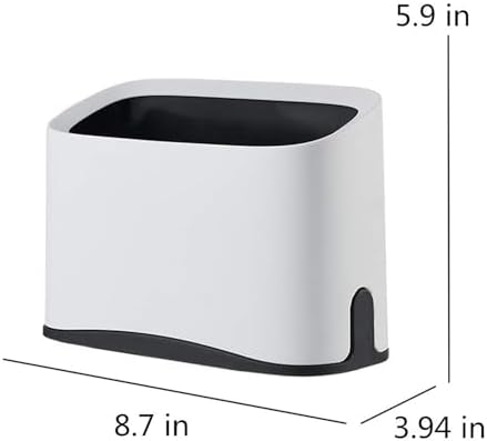 White Cat Litter Scoop Holder, Mini Trash Can with Lid - Image 2