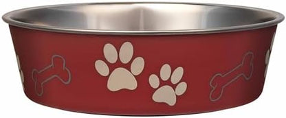 Loving Pets Bella Dog Bowls- Stainless Steel Dog & Cat Bowls - Spill Proof Dog Food Bowl, Cat Bowl, Puppy Essentials & Pet Supplies Great for Home & Travel (Large 35-65 lbs, Merlot) by Loving+Pets