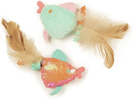 SmartyKat (2 Count) Silly Swimmers Crinkle Plush Catnip Cat Toys - Orange/Turquoise, 2 Count by SmartyKat