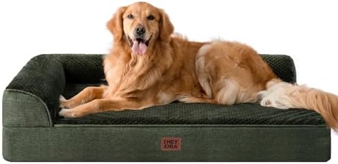 EHEYCIGA Extra Large Dog Bed Othorpedic, Memory Foam XL Dog Bed with Washable Removable Cover, Waterproof Pet Sofa Couch XLarge Size Dogs with Nonskid Bottom, 44x32x6.5, Dark Green by EHEYCIGA