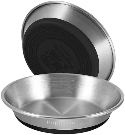 Stainless Steel Cat Bowl 2PC, Non-Slip cat Food Dish, Metal Cat Bowl by PapiCola