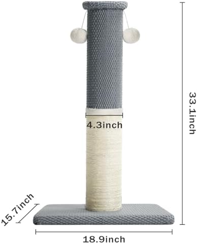 Made4Pets Tall Cat Scratching Post with Sisal & Carpet for Indoor Cats, 33" - Image 6