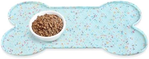 PWTAA Dog Food Mat Anti-Slip Silicone Dog Bowl Mat Thicker Pet Placemat Waterproof Cat Feeder Pad with Raised Edge Puppy Kitten Feeding Mats Suitable Small Medium-Sized Dogs Cats Eating Tray by PWTAA