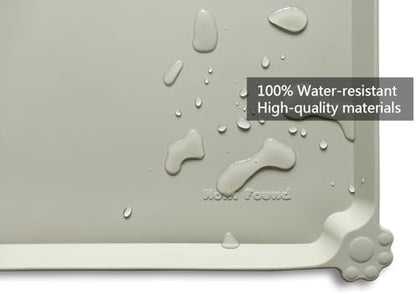 Hoki Found X-Large Silicone Pet Feeding Mats - Non Slip, Waterproof Dog & Cat Food Mats - Placemats for Carpet - Cream Green - Image 3