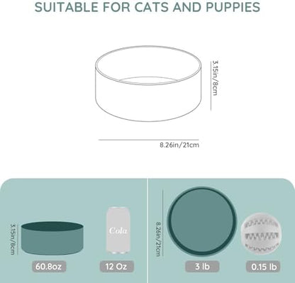 SPUNKYJUNKY 60 OZ Ceramic Dog and Cat Bowl, Modern Cute Weighted Food Water Bowl for Replacement Light Green (1 Pack) - Image 2