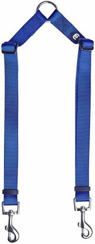 Blueberry Pet Essentials Durable Classic Double Dog Leash Coupler, Royal Blue, Small, Dual Walking & Training Leashes for Two Dogs by BlueberryPet