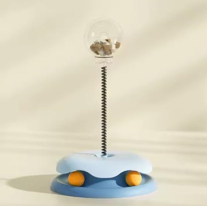 Interactive Cat Toy with Treat Dispenser – Keep Your Kitty Engaged & Rewarded! (White-Yellow)