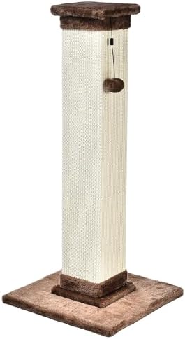 Amazon Basics Sturdy Cat Scratching Post for Indoor Cats & Kittens, Classic Single Post with Sisal Rope, Jute Fiber, Wood Base, Large (35.4"H), Brown by AmazonBasics