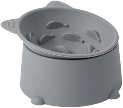 Cat Raised Bowls Silicone, 3 Modes to Adjust Height Elevated Cat Bowl to Protect Puppy,Kitten Spine and Anti Vomit Slow Feeder with 10° Tilted Detachable Dish for Pet Dry,Wet Food by SLSON