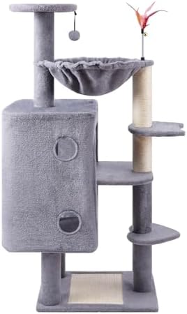 HUITREE 45in Cat Tree Tower with Big Condo for Indoor Cats,Cat Tower with Scratching Post,Scratching Board and Cat Toys,Multi-Level,Small Space,Transformer Cat Tree (338G) - Image 2