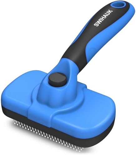 Swihauk Self Cleaning Slicker Brush - Skin Friendly Deshedding Grooming Tool for Dogs & Cats, Suitable for Shedding & Haired Pets, with Pet Supplies Accessories, Blue by swihauk
