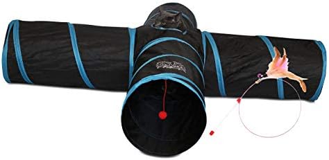 Feline Ruff Premium 4 Way Cat Tunnel. Extra Large 12 Inch Diameter and Extra Long. A Big Collapsible Play Toy. Wide Pet Tunnel Tube for Rabbits, Kittens, Large Cats, and Dogs. by Feline+Ruff