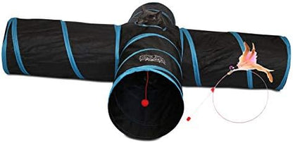 Feline Ruff Premium 4 Way Cat Tunnel. Extra Large 12 Inch Diameter and Extra Long. A Big Collapsible Play Toy. Wide Pet Tunnel Tube for Rabbits, Kittens, Large Cats, and Dogs. by Feline+Ruff