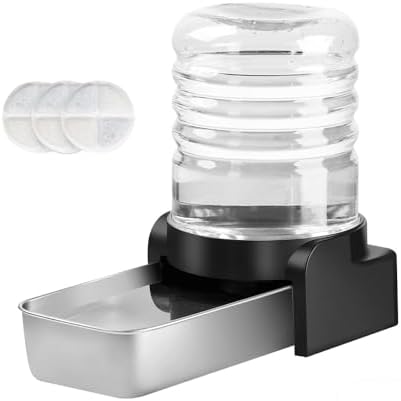 Marchul 1 Gallon Cat Water Dispenser, Automatic Gravity Dog Water Bowl Dispenser with 3 Filters, Stainless Steel Large Capacity Cat Waterer for Cats and Small Dogs (3 Filters) 3.8L by Marchul
