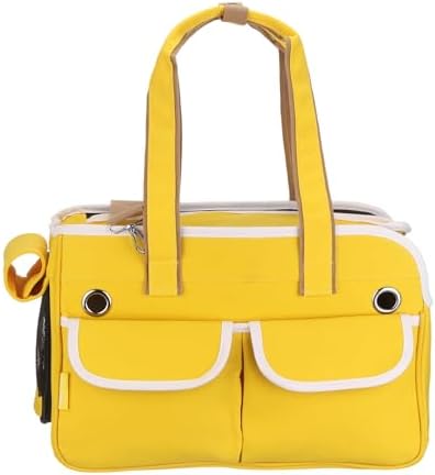 Cat Carrier for Pet, Adjustable Shoulder Strap, Breathable Dog Carrier Cat Carrying Case Animal Travel Bag Up to 16.5 lbs (Yellow), Intended for Hiking/Camping/Traveling by Unknown