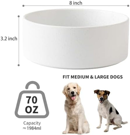 8'' Ceramic Dog Bowl - 70Oz Classic Dogs Food & Water Bowl for Medium and Large Breeds, Heavy-Duty Non-Slip Dog Dish, Food Grade Pet Bowl, Dishwasher & Microwave Safe, Speckled White - Image 3
