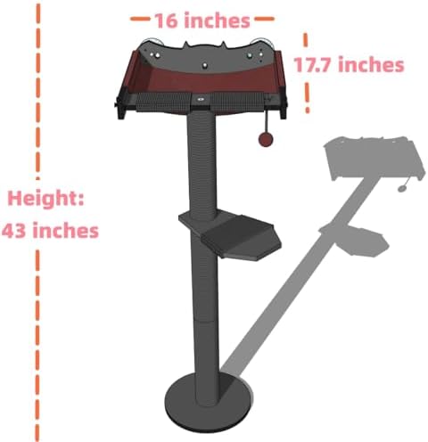 Cat Window Perch with Scratching Post Strong Supported - Large Hammock Bed for Cats Inside - Solid Wood Seat, Soft Cushion - Rustic Indoor Cat Tree Shelf for Sunbathing (Black, Large 2) - Image 2