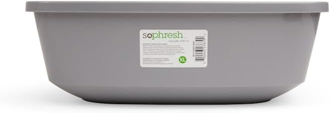 So Phresh Open Cat Litter Box Grey X-Large 22.4" L X 16.9" W X 4.3" H