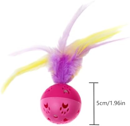 BeeSpring Cat Balls Interactive Cat Toy Feather Balls with Loud Bell Inside (2Pcs Red) - Image 2